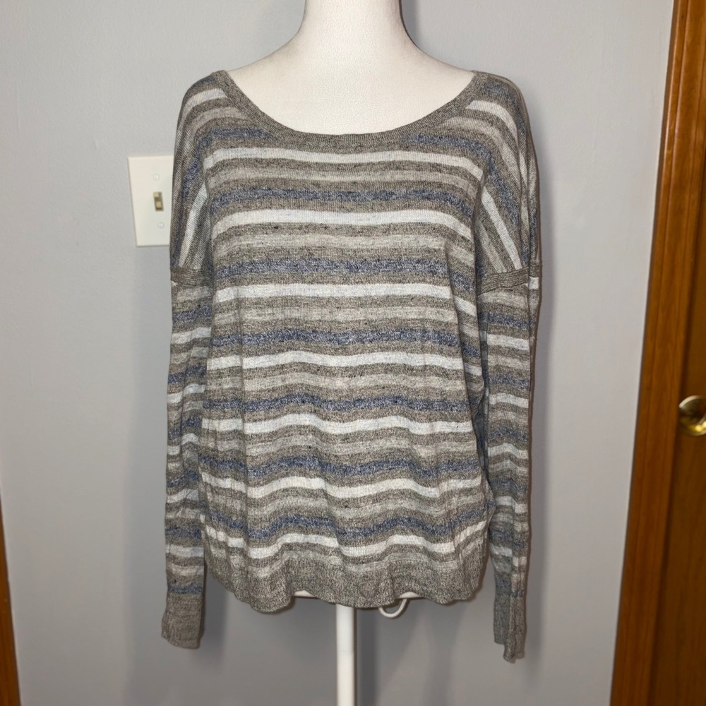 Rag & Bone Striped Knit Linen‎ Sweater Lightweight Pullover Casual Top Size M